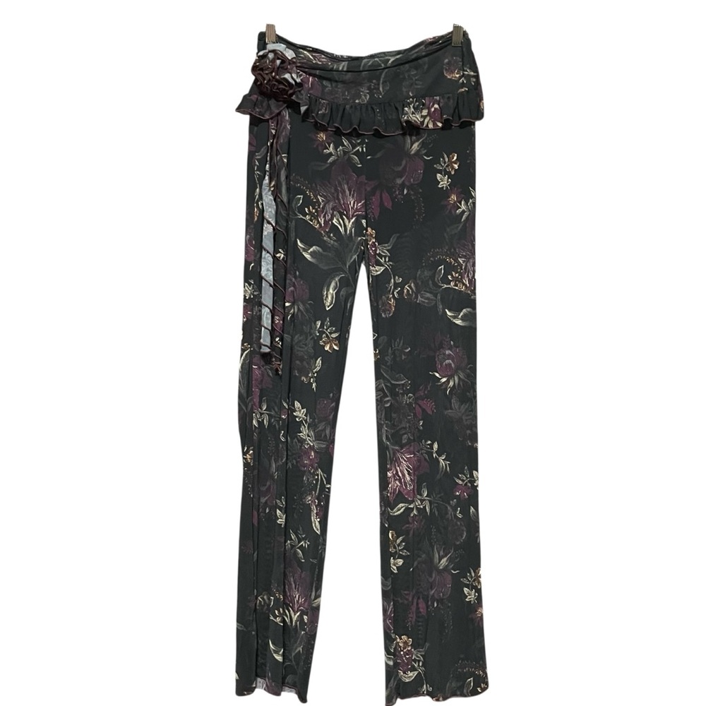 Free People Sheer Floral Black Flares‎ Pants Size S Comfortable Hippie Bohemian - Picture 4 of 15